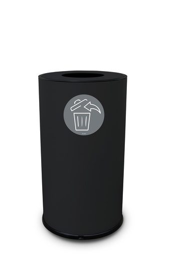 [851N] Papelera Round 50 L Acero Pintado Negro