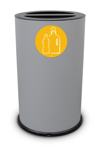 [852G] PAPELERA ROUND DOBLE 50 L (25 L + 25 L) ACERO PINTADO GRIS