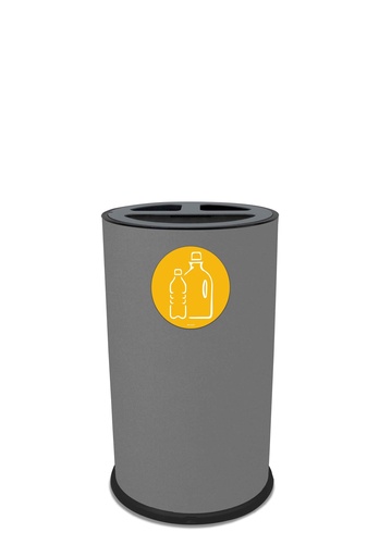 [853G] Papelera Round Triple 50 L 10 L + 10 L + 30 L Acero Pintado Gris