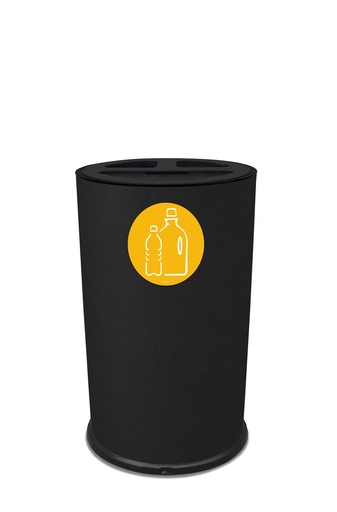 [853N] PAPELERA ROUND TRIPLE 50 L (10 L + 10 L + 30 L) ACERO PINTADO NEGRO