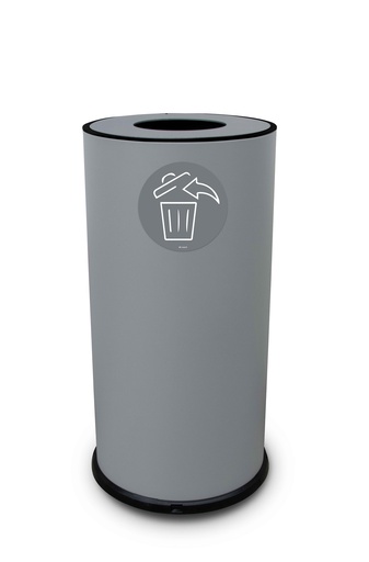 [871G] PAPELERA ROUND 70 L ACERO PINTADO GRIS