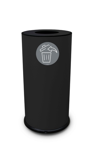 [871N] PAPELERA ROUND 70 L ACERO PINTADO NEGRO