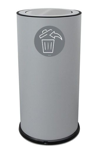 [874G] PAPELERA ROUND CON TAPA BASCULANTE 70 L ACERO PINTADO GRIS