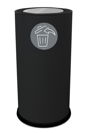 [874N] PAPELERA ROUND CON TAPA BASCULANTE 70 L ACERO PINTADO NEGRO