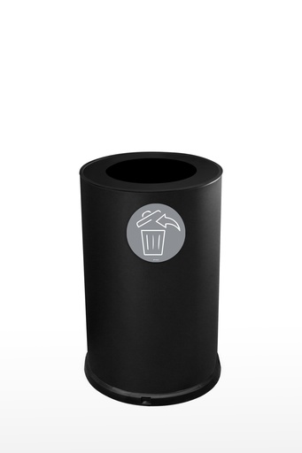 [991N] PAPELERA ROUND 100 L ACERO PINTADO NEGRO