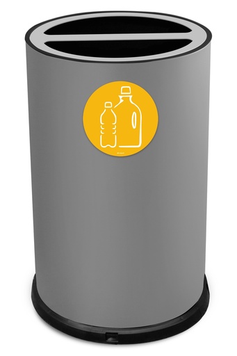 [992G] Papelera Round Doble 100 L 50 L + 50 L Acero Pintado Gris