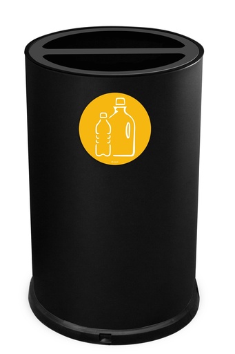 [992N] Papelera Round Doble 100 L 50 L + 50 L Acero Pintado Negro