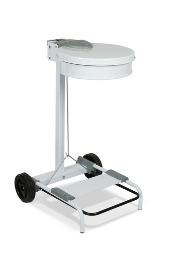 [406BI] PORTA-BOLSAS GASTRO MÓVIL CON TAPA Y PEDAL 110 L ACERO PINTADO BLANCO