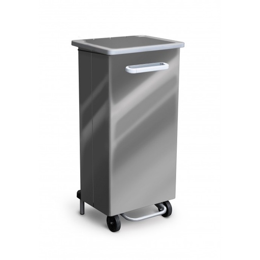 [748A/110] Papelera Gastro Móvil Con Tapa Y Pedal 110 L Acero Inox Pulido