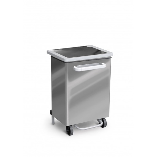 [750A/70] Papelera Gastro Móvil Con Tapa Y Pedal 70 L Acero Inox Pulido