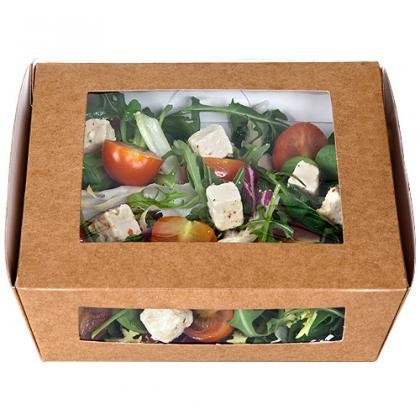 [120084] Ensaladera Cuadrada Kraft Con Ventana 3000 Ml+Tapa