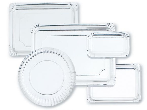 [8097] Bandeja Rectangular Plateada  25 X 34 Cm