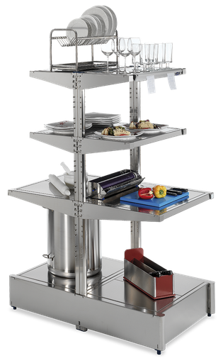 [910020602] Mesa central con estantes de sobremesa sistema Imagine