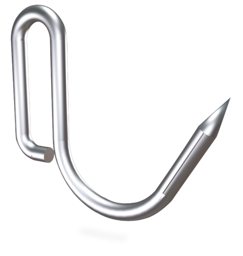 [9200608022266] Gancho de varilla inox modelo "J" con pestaña (10 unidades)