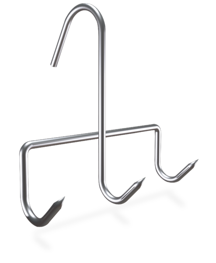 [023602] Gancho de varilla inox con tres puntas