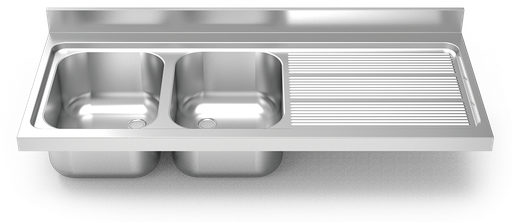 [452632] Fregadero inox para acoplar a mueble serie 700 2 cubetas 1 escurridor derecha