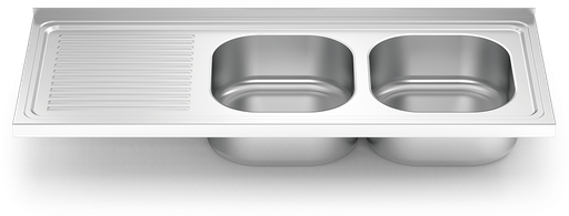 [450638] Fregadero inox para acoplar a mueble serie 500 2 cubetas 1 escurridor izquierda