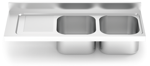 [452008] Fregadero inox para acoplar a mueble serie 550 2 cubetas 1 escurridor izquierda