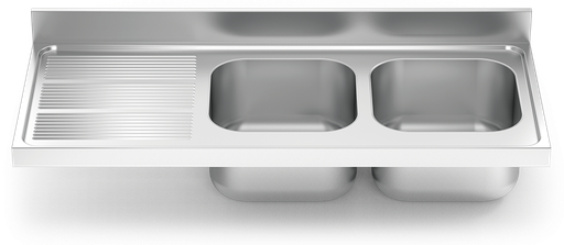 [452234] Fregadero inox para acoplar a mueble serie 600 2 cubetas 1 escurridor izquierda