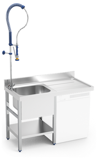 [960080101] Fregadero inox para lavavajillas escurridor derecha con grifo ducha Serie RD incorporado