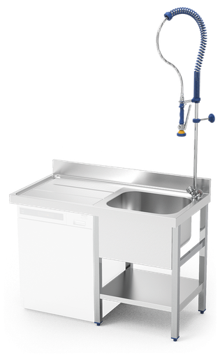 [960080201] Fregadero inox para lavavajillas escurridor izquierda con grifo ducha Serie RD incorporado