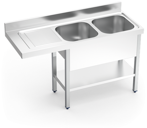 [054236] Fregadero inox para lavavasos serie 550 2 cubetas 1 escurridor izquierda