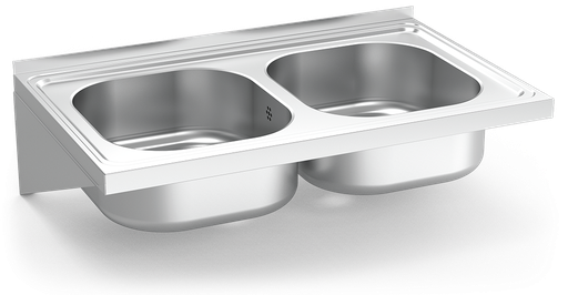 [057410] Fregadero inox colgante con cartelas serie 500 2 cubetas