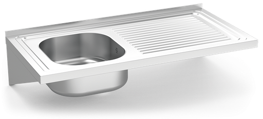 [057416] Fregadero inox colgante con cartelas serie 500 1 cubeta 1 escurridor derecha