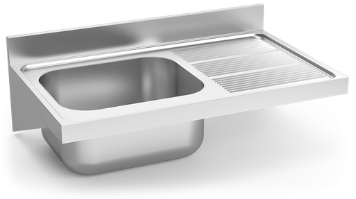 [057610] Fregadero inox colgante con cartelas serie 600 1 cubeta 1 escurridor derecha
