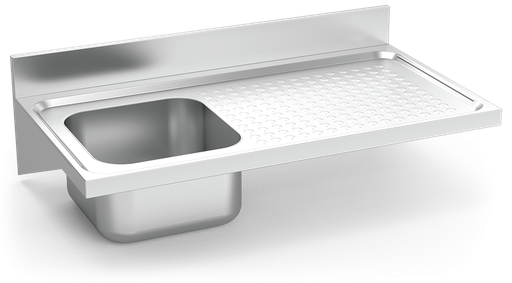 [057802] Fregadero inox colgante con cartelas serie 550 1 cubeta 1 escurridor derecha