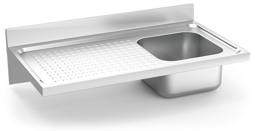 [057804] Fregadero inox colgante con cartelas serie 550 1 cubeta 1 escurridor izquierda