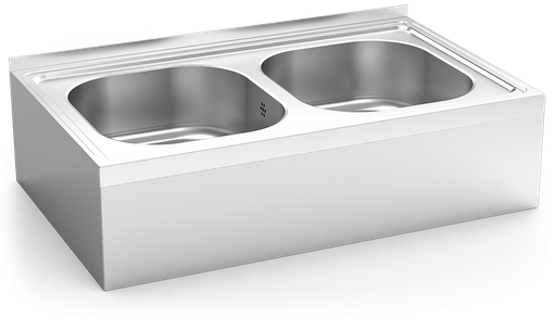 [050210] Fregadero inox colgante con faldón serie 500 2 cubetas