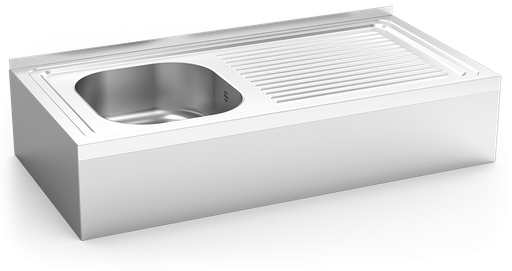 [050216] Fregadero inox colgante con faldón serie 500 1 cubeta 1 escurridor derecha