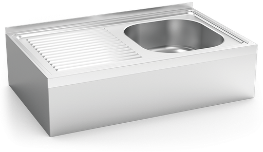 [050218] Fregadero inox colgante con faldón serie 500 1 cubeta 1 escurridor izquierda