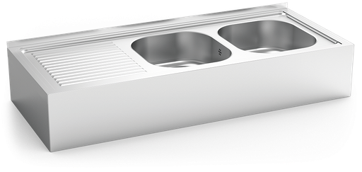 [050238] Fregadero inox colgante con faldón serie 500 2 cubetas 1 escurridor izquierda
