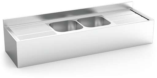 [054444] Fregadero inox colgante con faldón serie 600 2 cubetas 2 escurridores