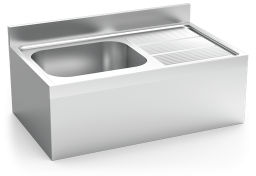 [055606] Fregadero inox colgante con faldón serie 700 1 cubeta 1 escurridor derecha