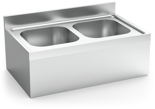 [055624] Fregadero inox colgante con faldón serie 700 2 cubetas