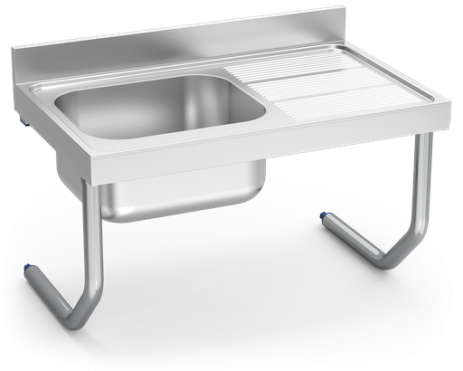 [054610] Fregadero inox colgante con palomillas serie 600 1 cubeta 1 escurridor derecha