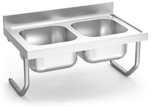 [054622] Fregadero inox colgante con palomillas serie 600 2 cubetas