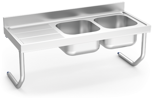 [054634] Fregadero inox colgante con palomillas serie 600 2 cubetas 1 escurridor izquierda