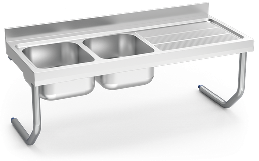 [055832] Fregadero inox colgante con palomillas serie 700 2 cubetas 1 escurridor derecha