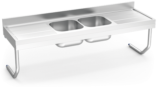 [055844] Fregadero inox colgante con palomillas serie 700 2 cubetas 2 escurridores