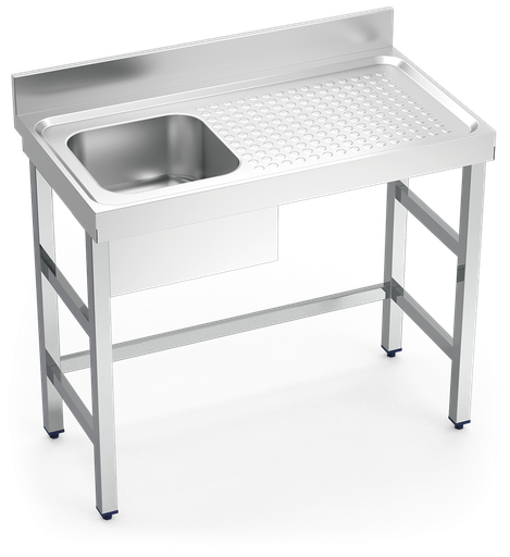 [051802] Fregadero inox con soporte sin entrepaño serie 550 1 cubeta 1 escurridor derecha faldón parcial