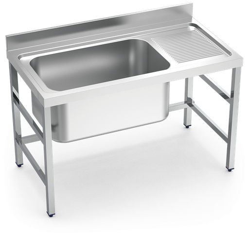 [053606] Fregadero inox con soporte sin entrepaño serie 700 1 cubeta gran capacidad 1 escurridor derecha