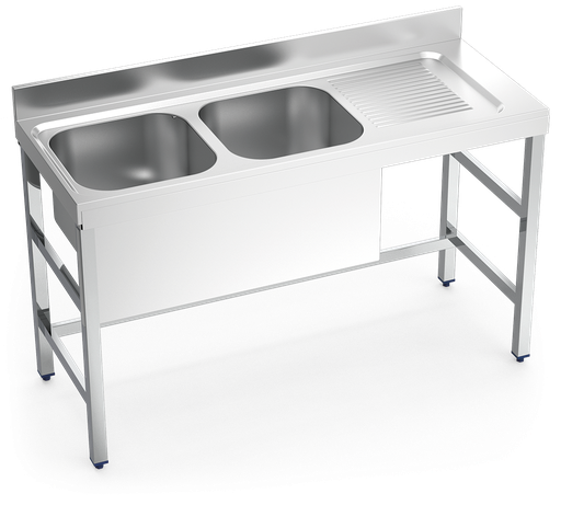 [051806] Aigüera *inox amb suport sense *entrepaño sèrie 550 2 cubetes 1 escorredora dreta faldó parcial