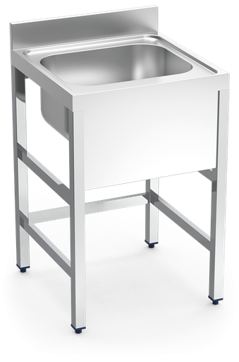 [054800] Fregadero inox con soporte sin entrepaño serie 600 1 cubeta faldón completo