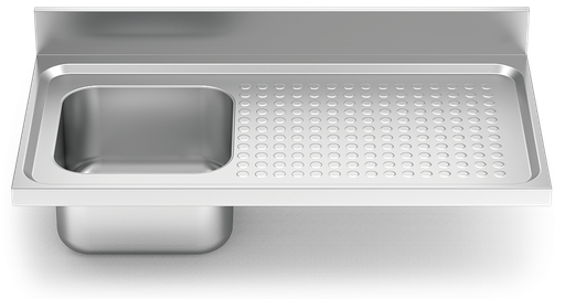 [052002] Aigüera *inox amb suport amb *entrepaño sèrie 550 1 cubeta 1 escorredora dreta faldó parcial