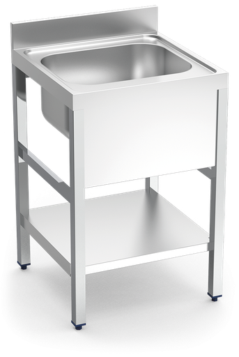 [056204] Fregadero inox con soporte con entrepaño serie 700 1 cubeta faldón completo