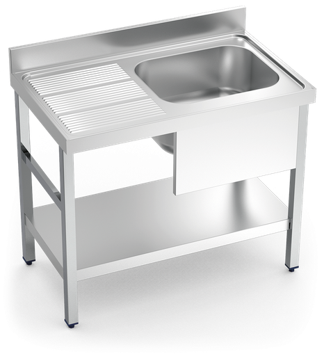 [056216] Fregadero inox con soporte con entrepaño serie 700 1 cubeta 1 escurridor izquierda